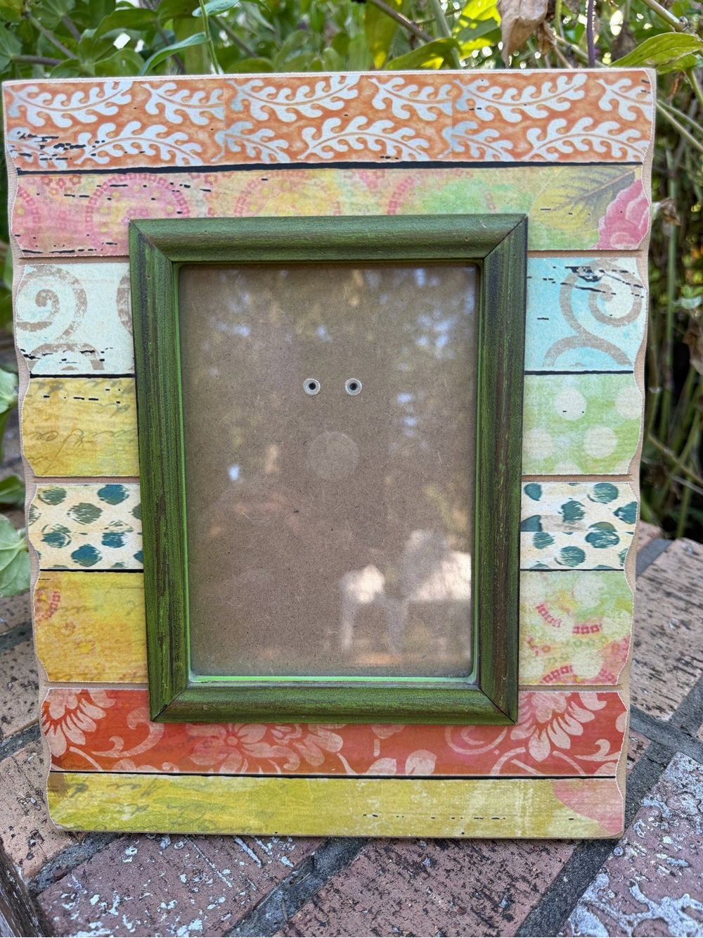 Boho-style Multi-patterned 5x7 Picture Frame Distressed Wooden Slats